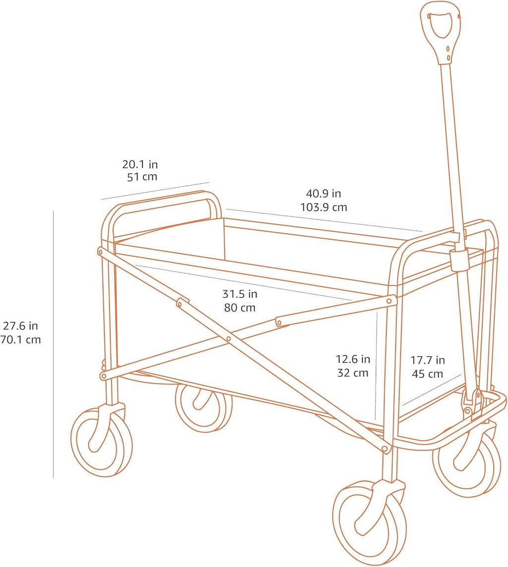 Amazon Basics Collapsible Heavy Duty Utility Wagon for Outdoor Sports, Camping, Garden, and Shopping, 265 Pounds Capacity, 27.6 x 40.9 x 20 inches, Black