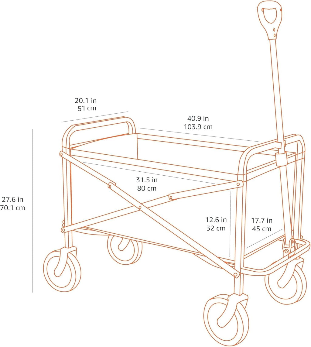 Amazon Basics Collapsible Heavy Duty Utility Wagon for Outdoor Sports, Camping, Garden, and Shopping, Versatile, Easy to Store, 265 Pounds Capacity, 27.6 x 40.9 x 20 inches, Blue