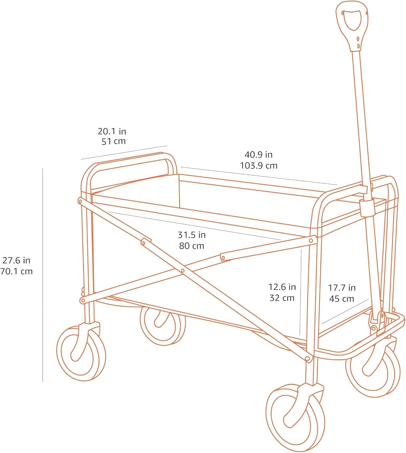 Amazon Basics Collapsible Heavy Duty Utility Wagon for Outdoor Sports, Camping, Garden, and Shopping, Versatile, Easy to Store, 265 Pounds Capacity, 27.6 x 40.9 x 20 inches, Blue