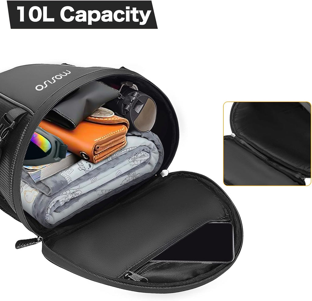 MOSISO Motorcycle Tail Bag Waterproof Polyester Storage Saddle Bag,Black