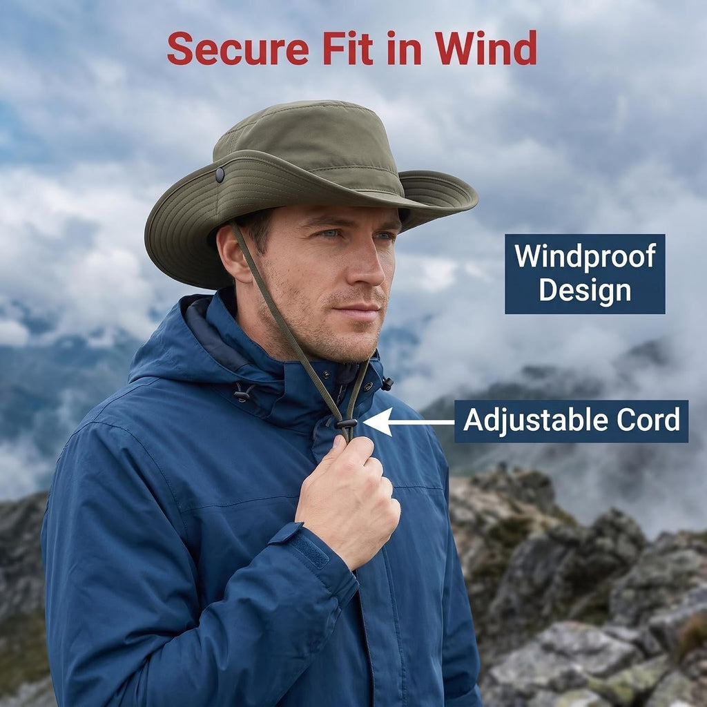 Connectyle Wide Brim Sun Hat for Men Women UPF 50+ Outdoor Cowboy Hat UV Protection Bucket Hat for Fishing Hiking Travel