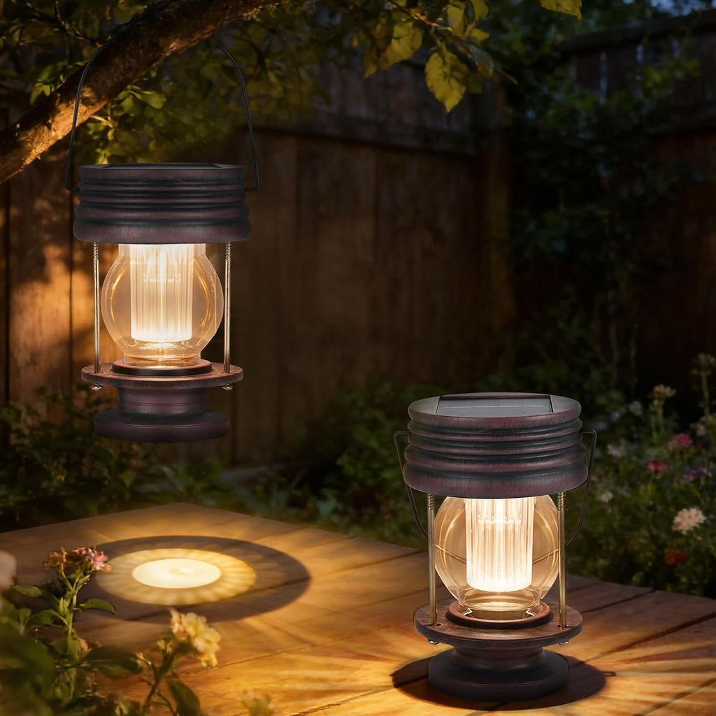 Solar Lanterns, Dual Solar & USB Charging, Hanging & Table Camping Lights
