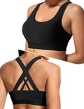 Buauty Sports Bra for Women, Criss Cross Back Medium Support Workout Bras with Removable Cups for Yoga Running Gym