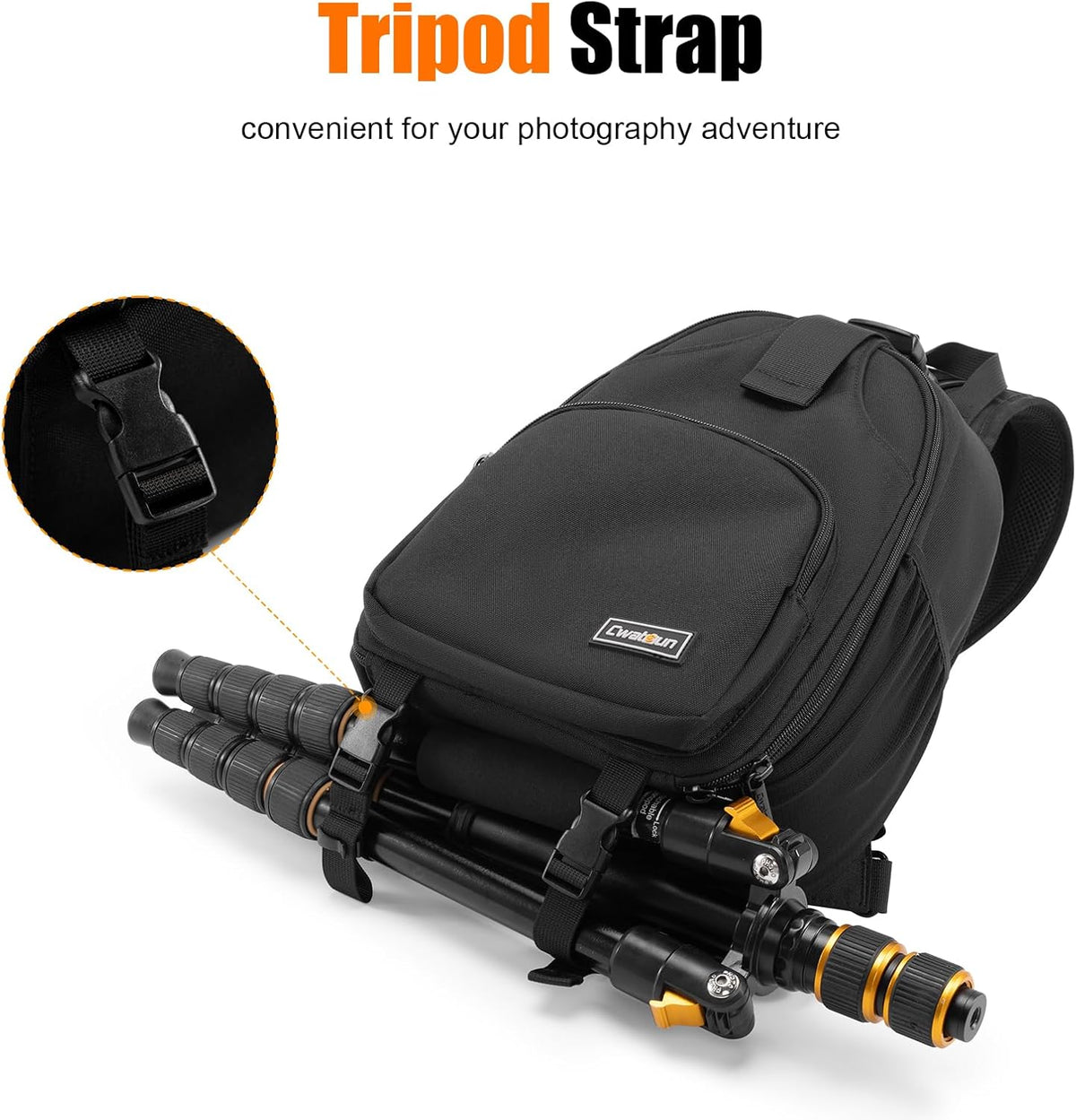 Cwatcun 2-in-1 Sling/Backpack, USB Camera Bag for DSLR/Mirrorless