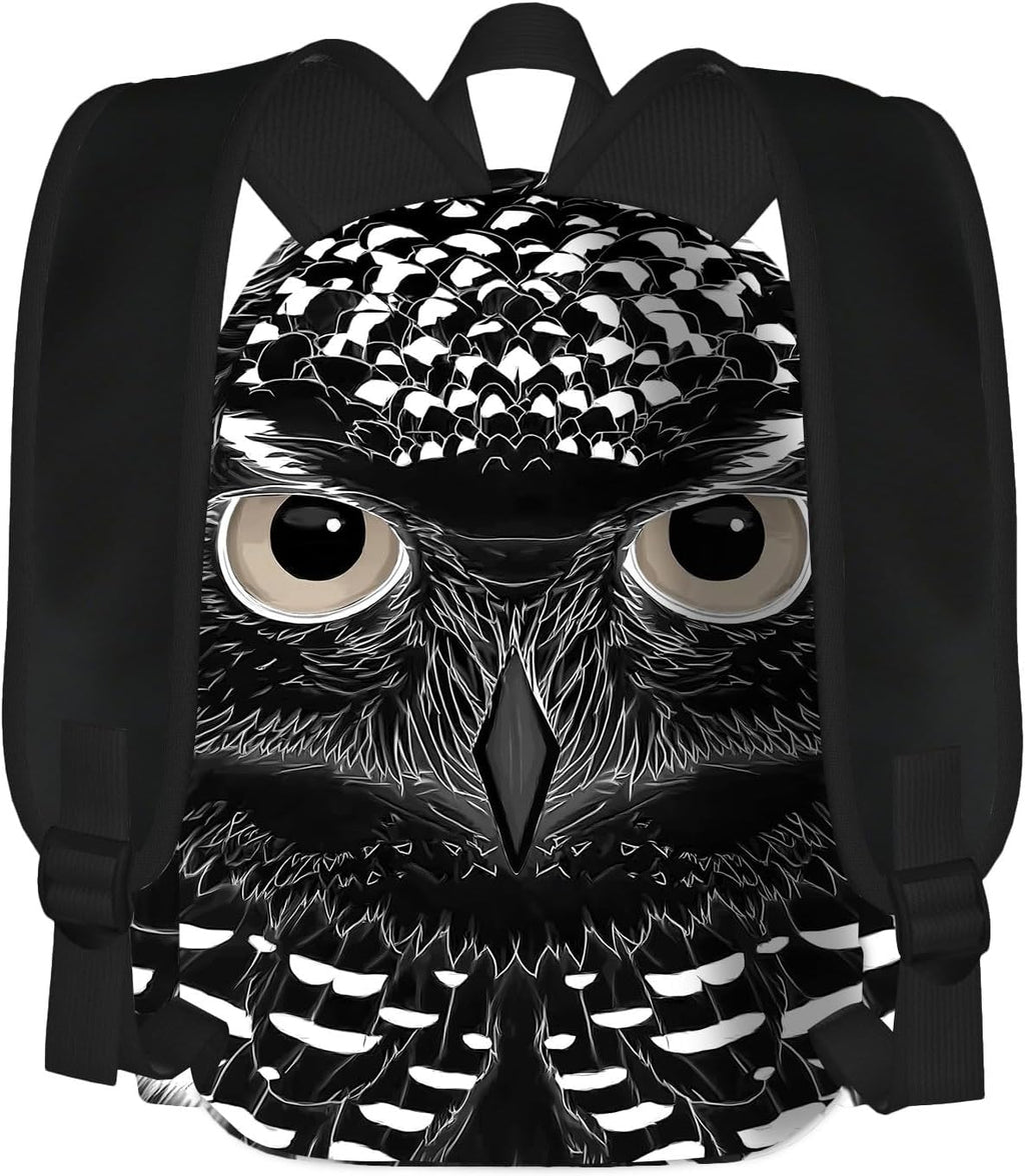 Black Owl School Backpack for Girls Boys Teens Bookbag 17 Inch Laptop Backpack for Sports Travel Camping