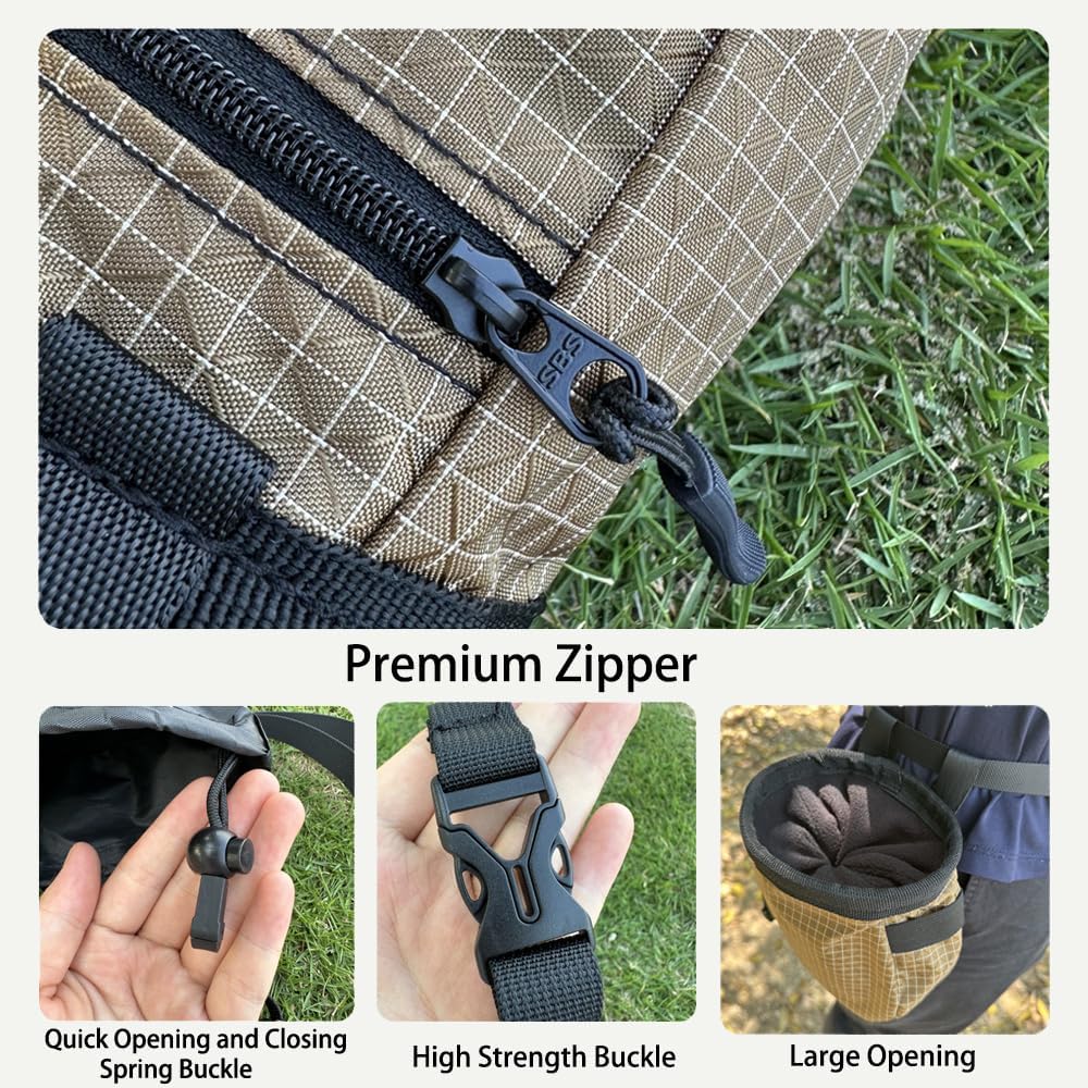 Rock Climbing Chalk Bag, 210D High-Tensile Polyethylene Durable Chalk Bag with Fleece Lining & Adjustable Belt, for Bouldering, Gym, Weightlifting