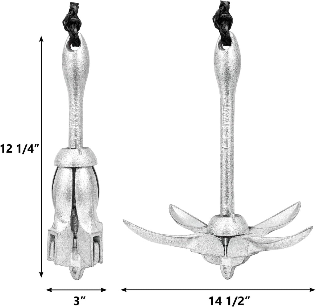 MARINE SYSTEM Boat Anchor 3.5 lb Folding Anchor, Grapnel Anchor Kit for Kayaks, Canoes, Paddle Boards