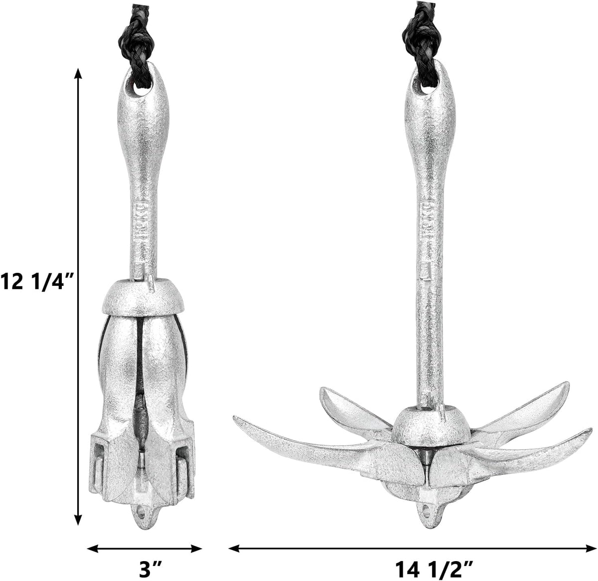 MARINE SYSTEM Boat Anchor 3.5 lb Folding Anchor, Grapnel Anchor Kit for Kayaks, Canoes, Paddle Boards