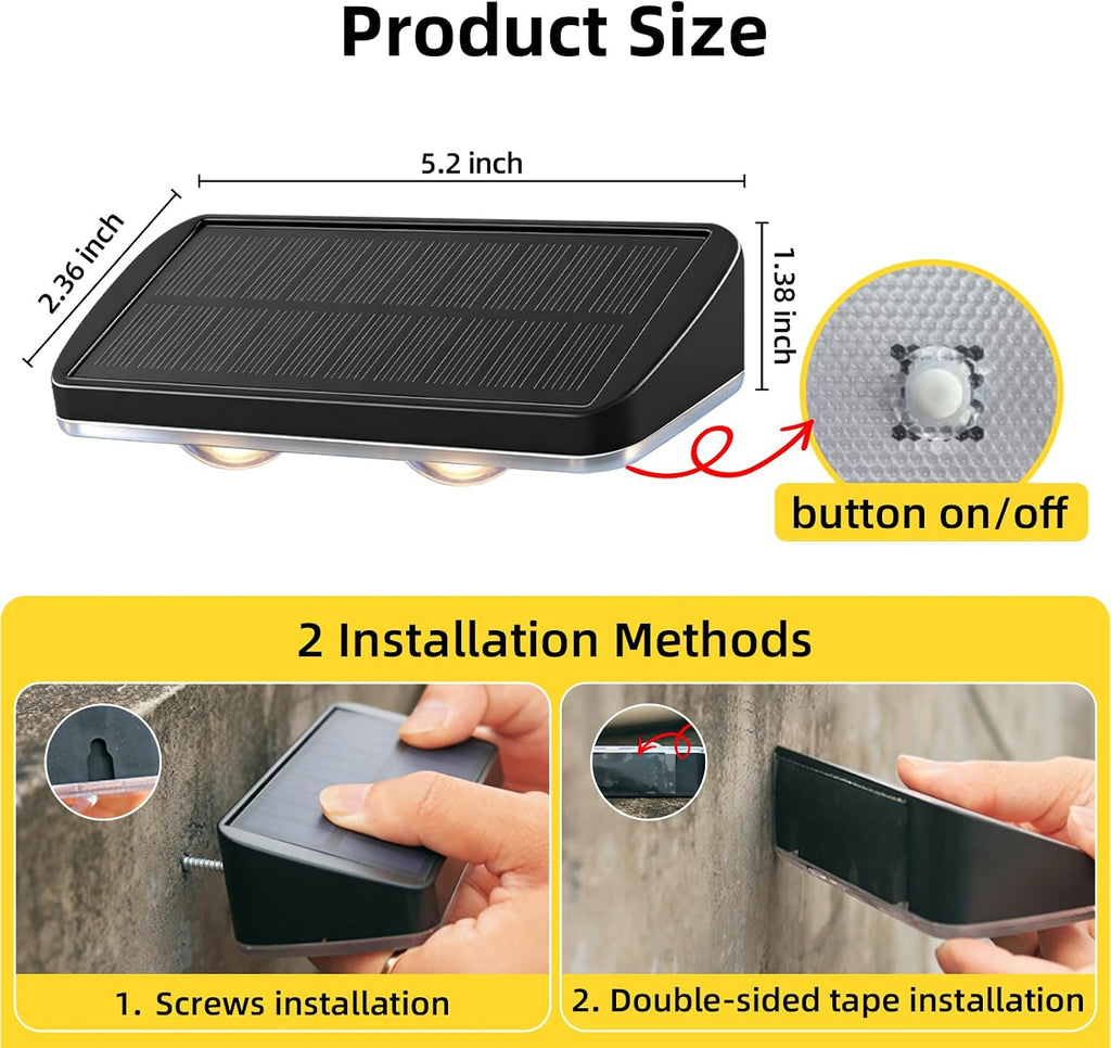 EGOBOO Outdoor Solar Lights for Fence, 12H Runtime, IP65 Waterproof, 6 Pack