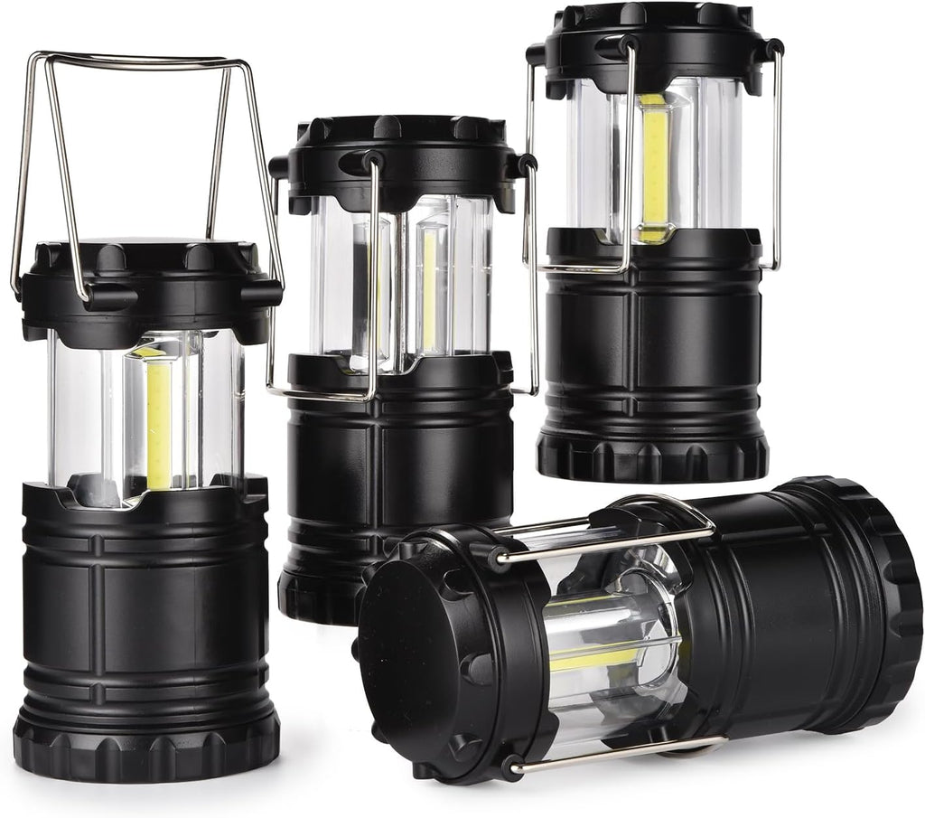 KPKJOO Lantern Collapsible Camping Light, Battery Operated Lanterns LED Super Bright for Power Outages Indoor Emergency Outdoor Camping Hiking Kit (4, COB)