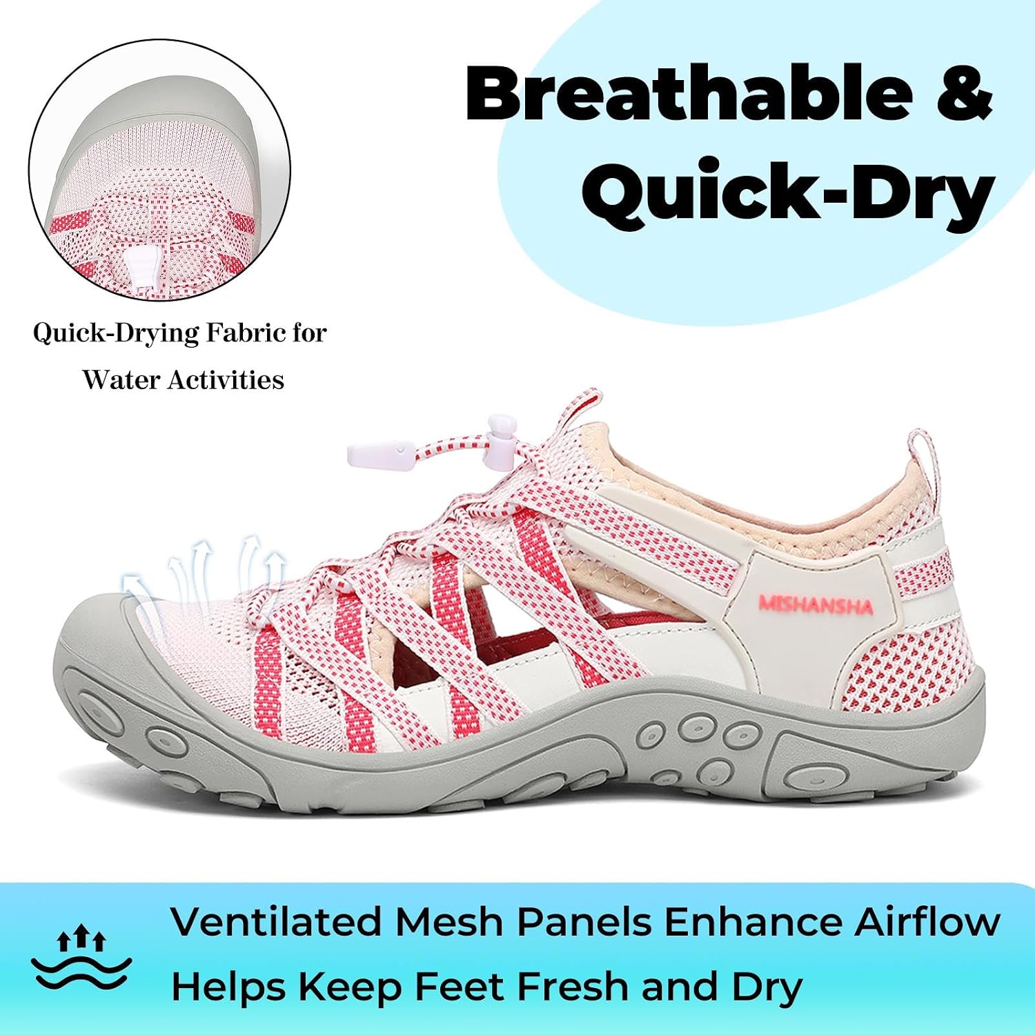 Mishansha Women’s Hiking Sandals Closed Toe, Lightweight Breathable Water Sandals, Non-Slip Outdoor Sport Sandal for Walking Trekking Beach