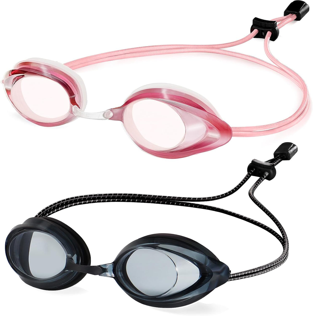 Racing Swim Goggles for Adult Men Women with Bungee Strap No Leaking