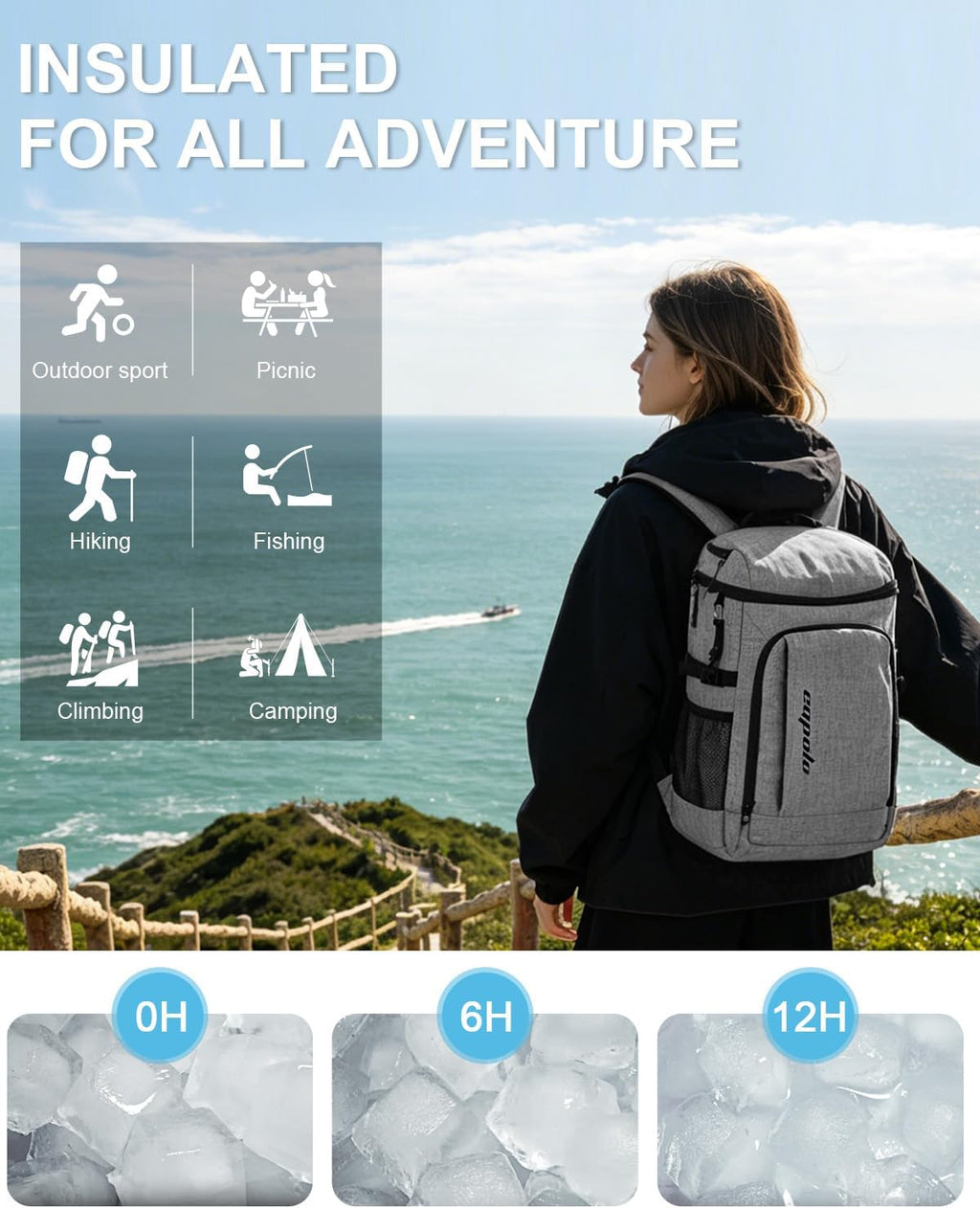 Capolo Cooler Backpack Insulated Leak Proof for Women Men Soft Cooler Bag