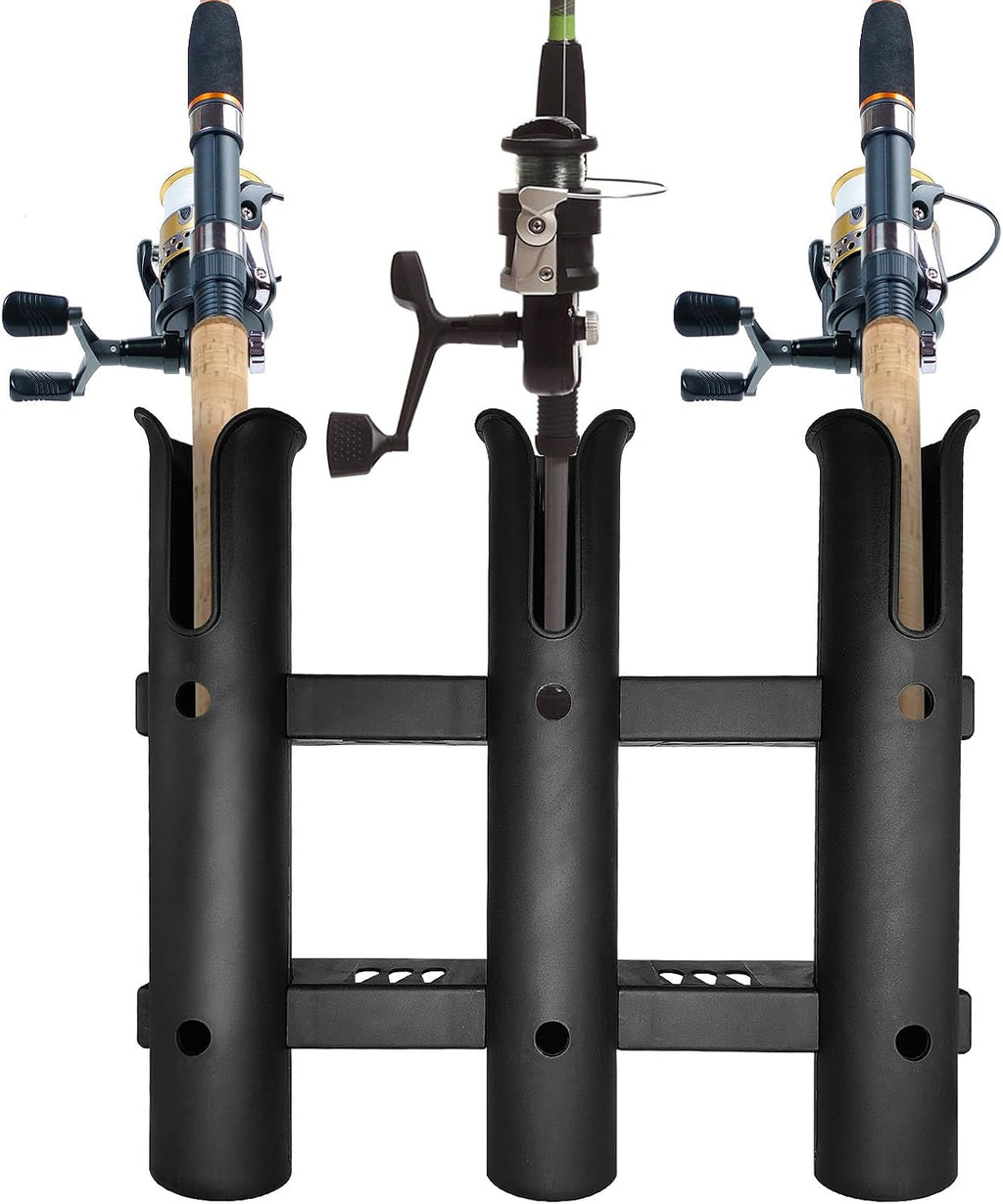 2Pcs Fishing Rod Holder Bracket Tube,3-Pole Side Mount Rod Holder with Screws Portable Boat Rod Rack Tube for Garage Wall Mounted Fishing Boat Golf Cart Cooler ATV Trailer