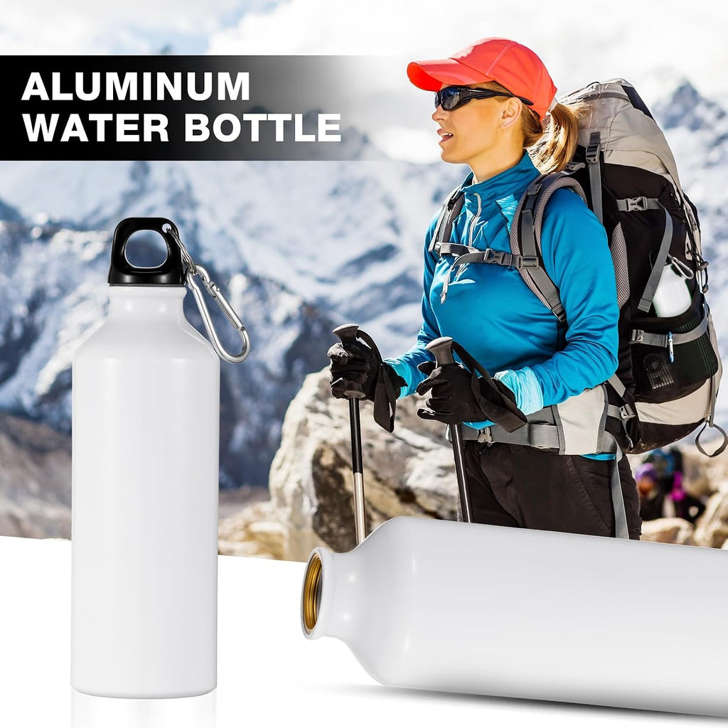 24 Pcs Aluminum Water Bottle 17oz Aluminum Reusable Bottles with Clips Sports Lightweight Water Multipack Easy Carry Leakproof Travel for Gym Hiking Cycling Sports Outdoor(White)