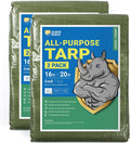 GUARD SHIELD Tarp Green 16x20 Feet Multi Purpose Waterproof Poly Tarp Cover 4mil (2-Pack)