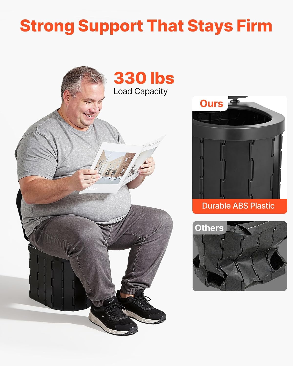 VEVOR Portable Toilet Kit, 330 lbs Load Capacity, Folding Camping Toilet with Pop-Up Privacy Tent, Outdoor Travel Potty for Adults with Carry Bags, Trash Bags, Suitable for RV Travel, Camping, Hiking