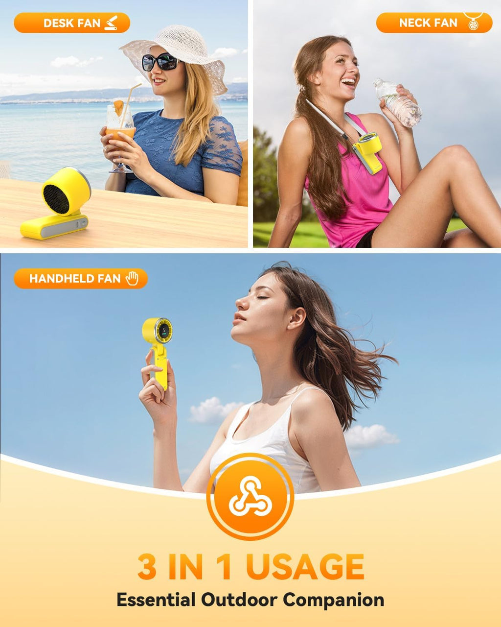 PlayHot Portable Handheld Turbo Fan, Travel Essentials, Gifts for Women/Men