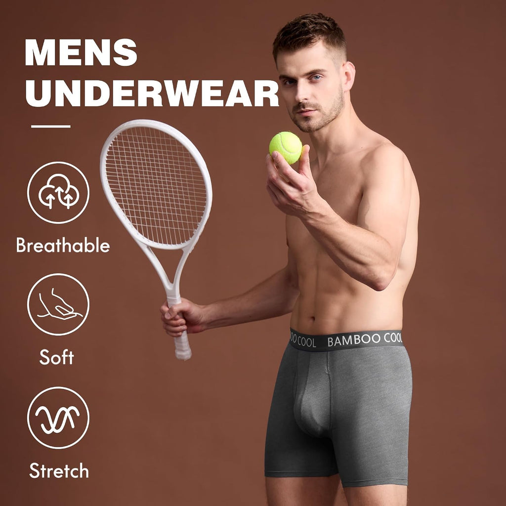 BAMBOO COOL Men's Cooling Underwear Ultra Soft Breathable Boxer Briefs Pack