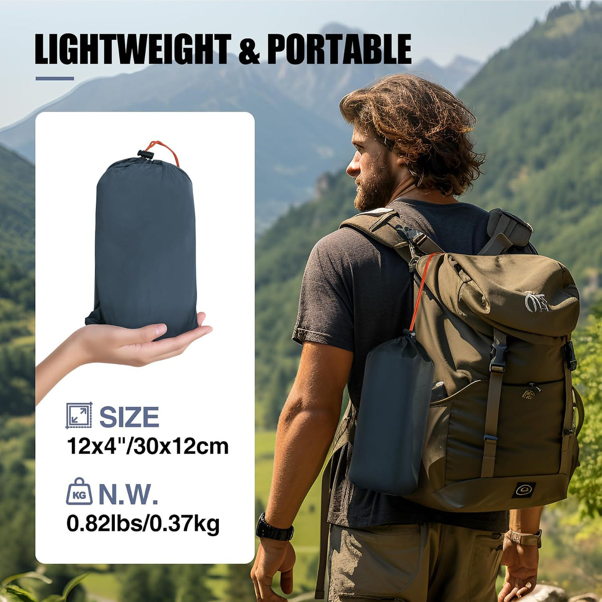 REDCAMP Waterproof Camping Tarp, Grey/Green 4 in 1 Multifunctional Tent Footprint for Camping, Hiking, Backpacking