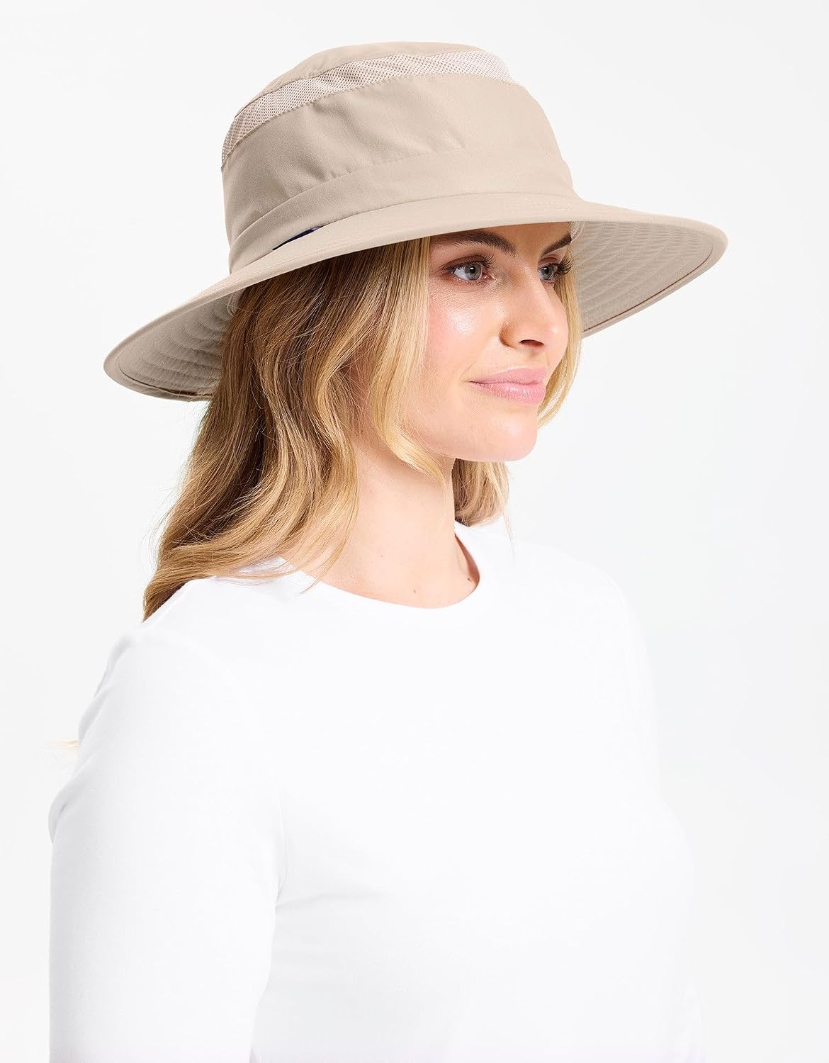 Solbari Everyday Broad Brim Sun Hat with Pocket UPF50+ Uv Protection, Sun Protective Hat for Women Beige Small