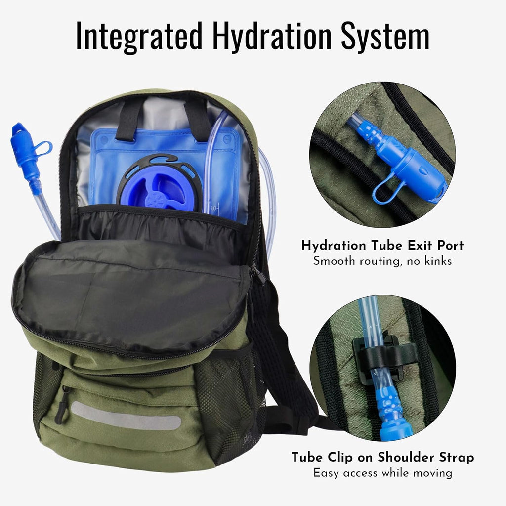 Zavothy 20L Multipurpose Hiking Backpack with 3L Water Bladder – Durable Hydration Backpack with Insulated Bladder Compartment, Hidden Helmet Holder & Rain Cover – for Hiking, Commuting, and Camping