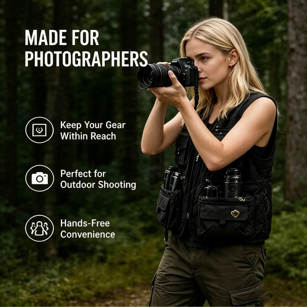 Outdoor Utility Vest for Men & Women, Lightweight Breathable Mesh Vest with Multiple Pockets for Fishing, Photography, Hiking, Camping, Travel & Safari, Black