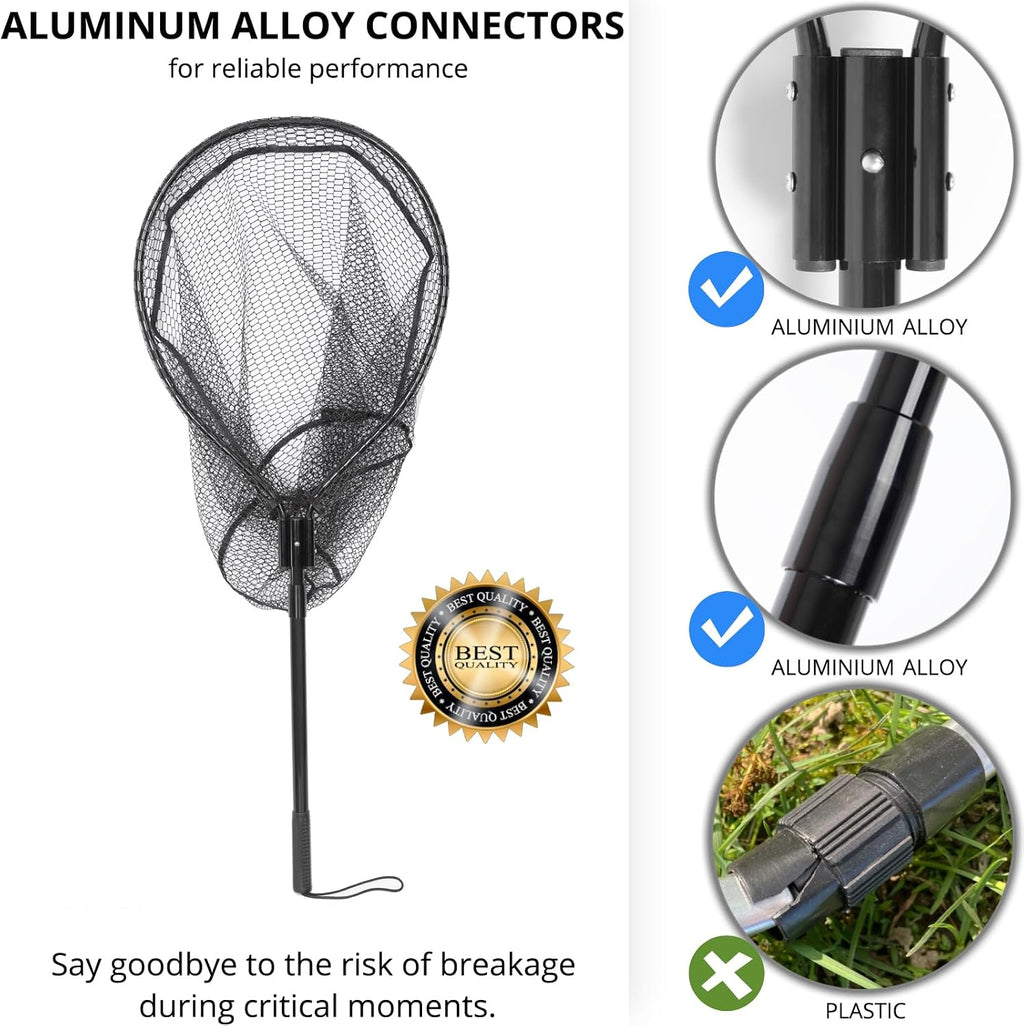 High Strength Large Landing Net, Fishing Net with Long Telescoping Handle