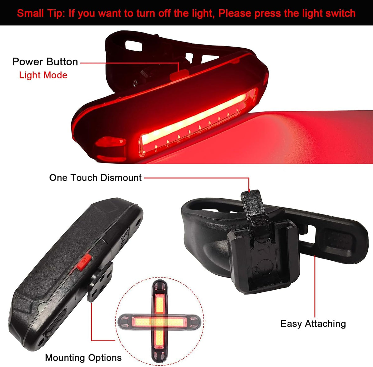 Bike Tail Light Ultra Bright Bicycle Rear Light 2 Pack USB Rechargeable LED Safety Lamp Cycling Night Riding Essential Warning Waterproof 5 Modes Road Reflector Flasher