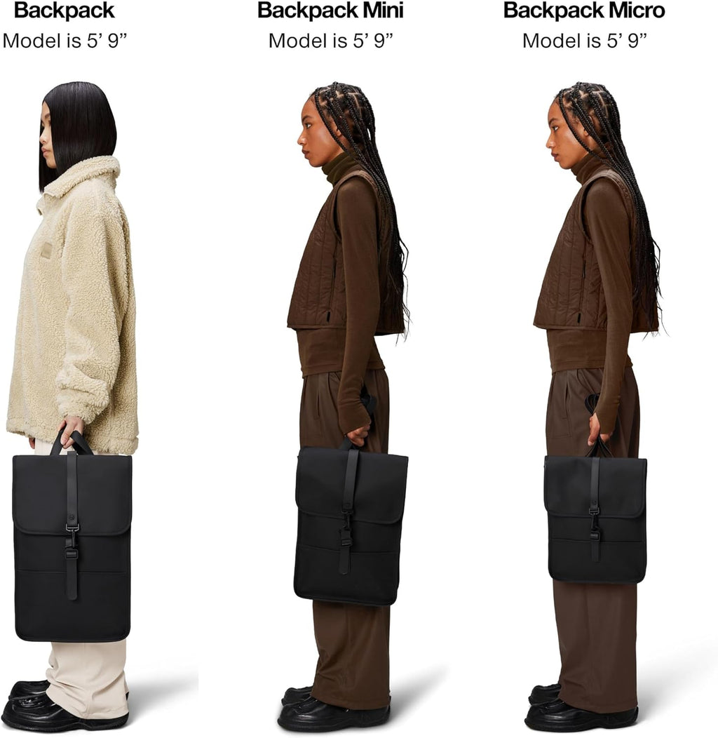 RAINS Backpack Black Waterproof Laptop Bag for Men and Women, Work Bag