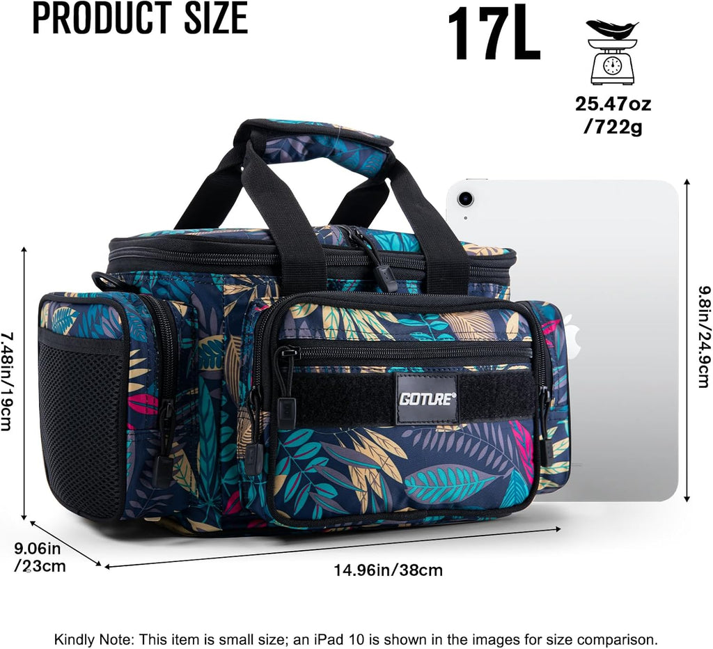 Goture Fishing Tackle Bag, Freshwater Saltwater Fishing Bag, Blue Leaf
