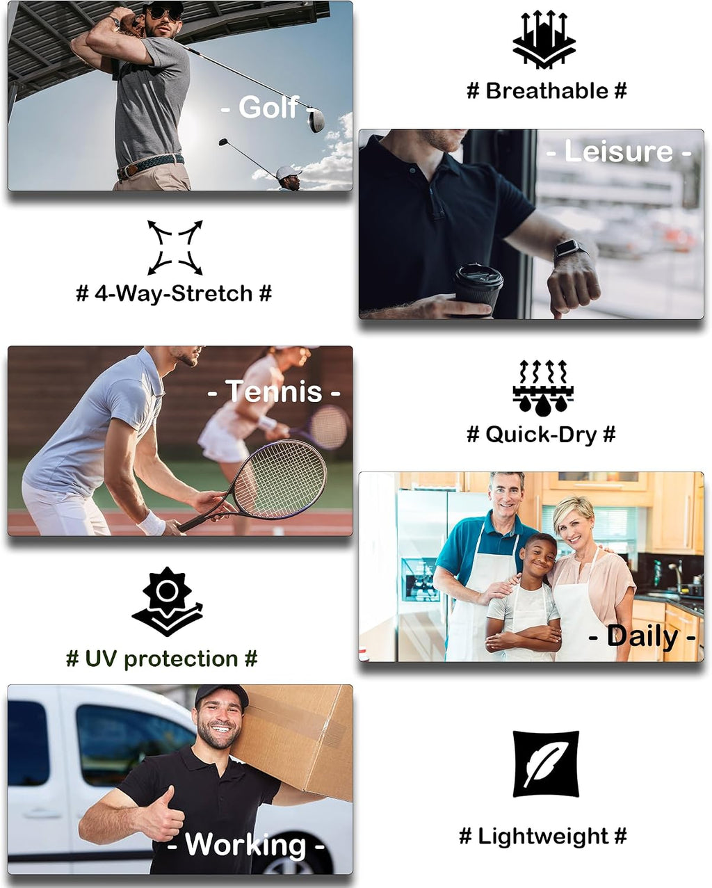 OYGSieg 5 Pack Polo Shirts for Men Short Sleeve Collared Golf Polos