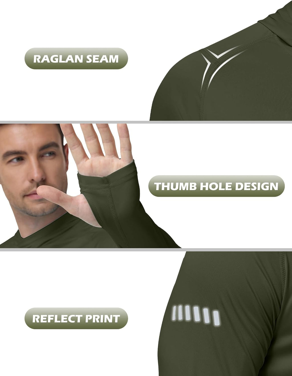 Roadbox Men's UPF 50+ Sun Hoodie, UV Long Sleeve Fishing Shirts Rash Guard