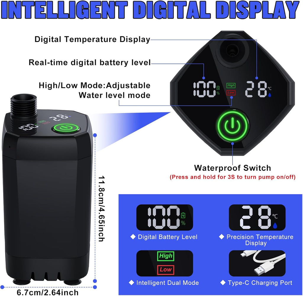 Spopal Portable Shower for Camping, [Long-Lasting] 6000mAh Rechargeable