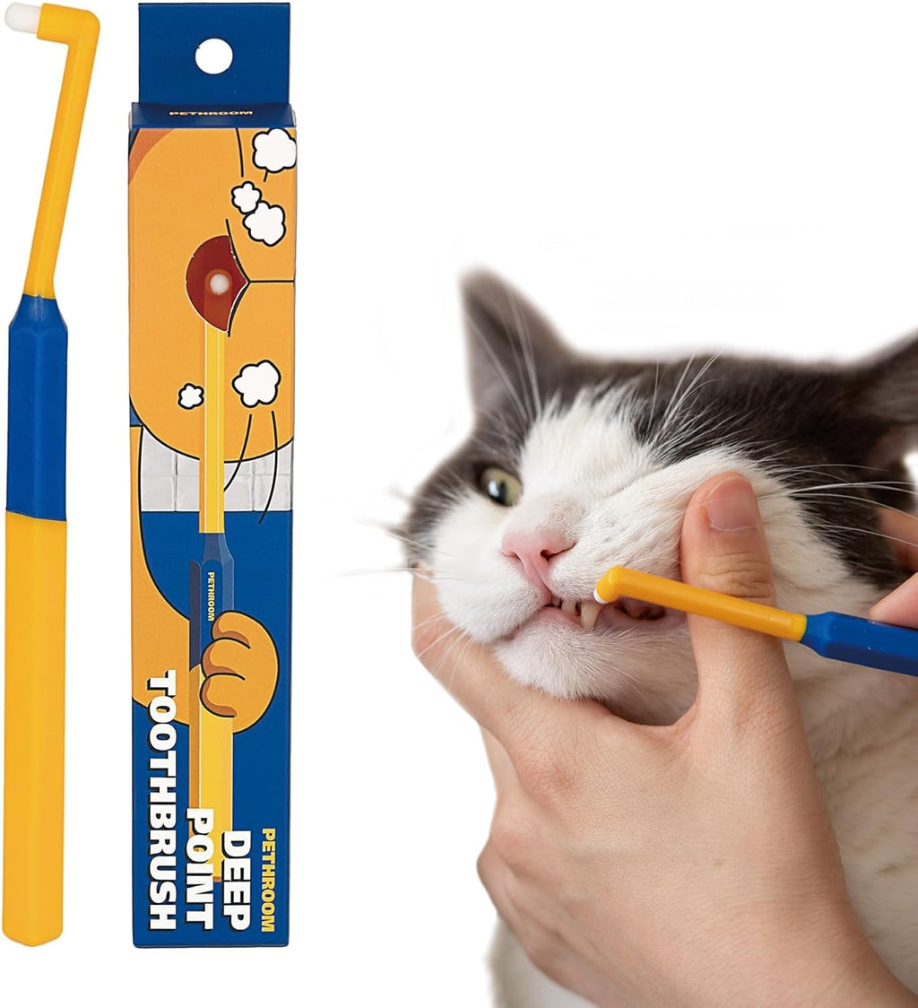 PETHROOM Pet Toothbrush for Cats & Dogs, 4mm Precision Head (Deep Point)