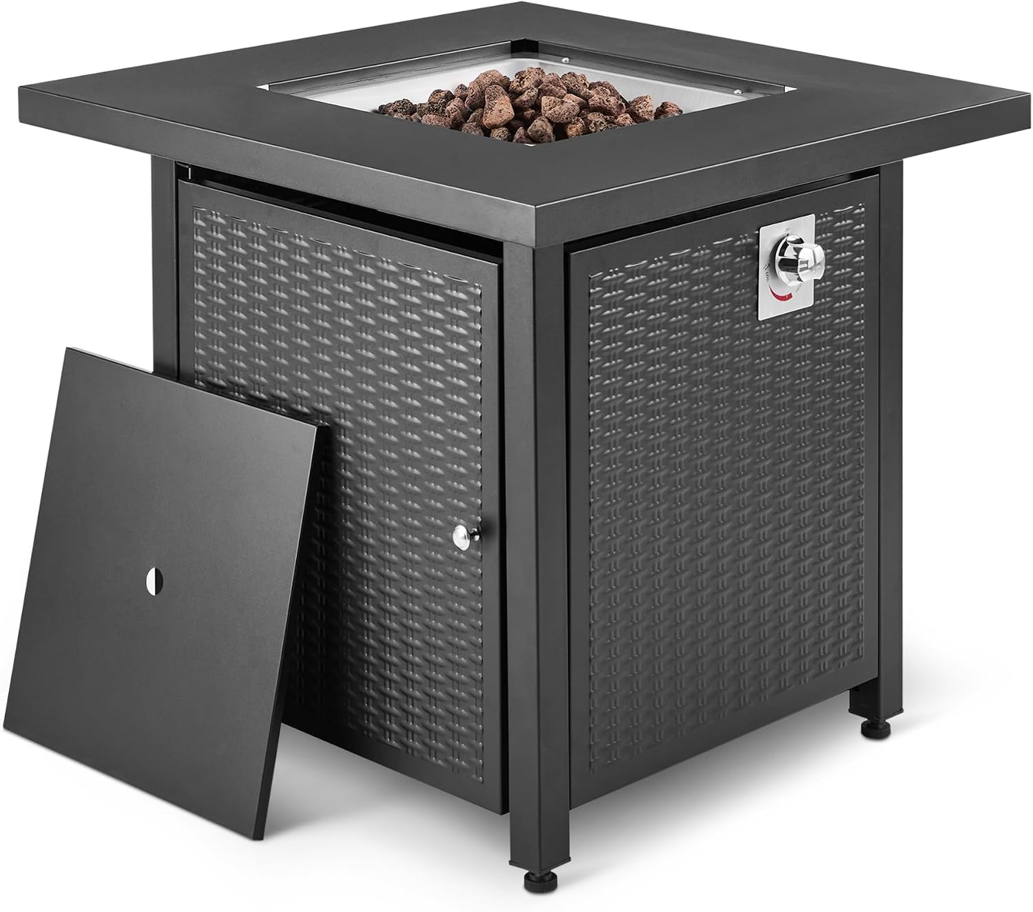 Amazon Basics Fire Table, 50,000 BTU, 28" D x 28" W x 25" H, Black, 1 Pack