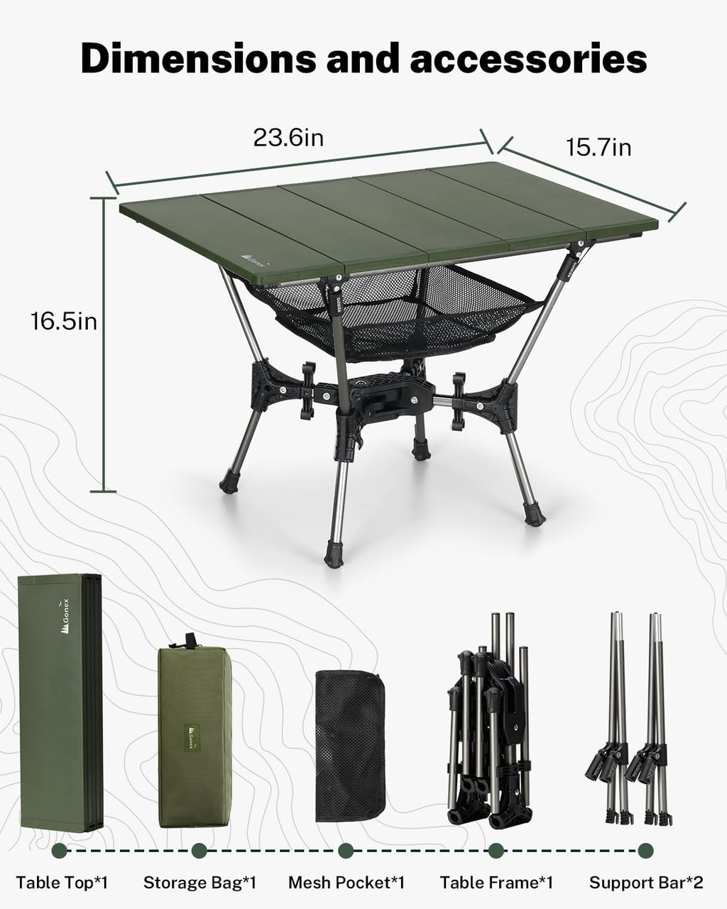 Gonex Foldable Camping Table, Portable Aluminum Roll Up Top Camp Side Table