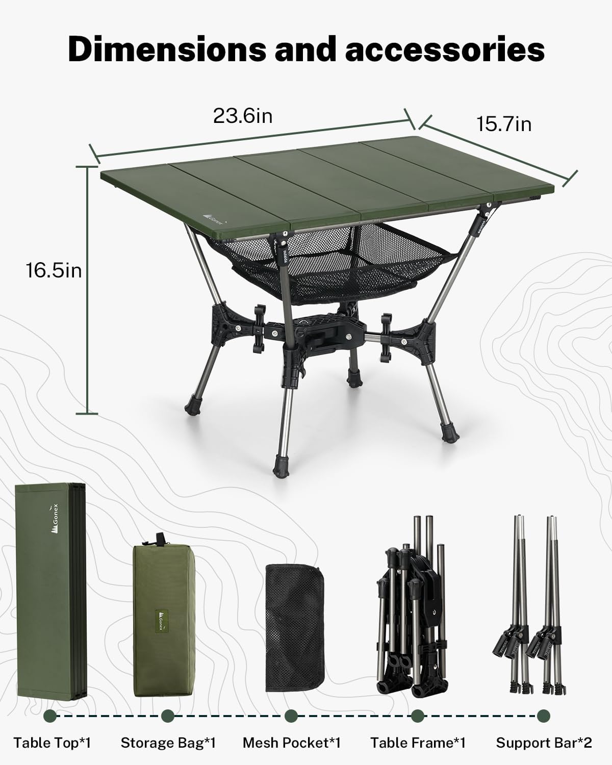 Gonex Foldable Camping Table, Portable Aluminum Roll Up Top Camp Side Table