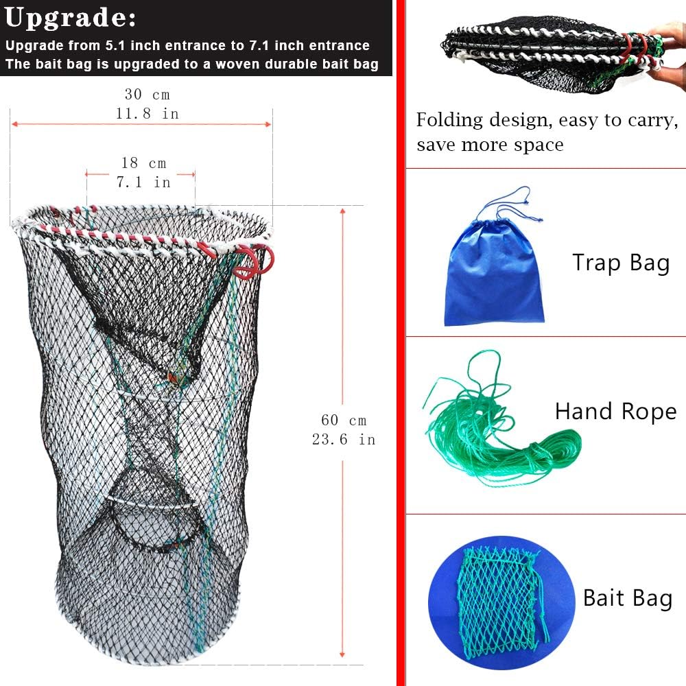 Drasry Crab Trap Bait Lobster Crawfish Shrimp Portable Folded Cast Net Magic Collapsible Fishing Traps Nets Accessories for Blue Crabs