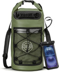 STOVER 5/10/25/30/40L Waterproof Dry Backpack & Phone Case- Large Floating Dry Bag for Kayaking, Travel, Hiking, Fishing, Camping, Motorcycles & Beach, Heavy-Duty Roll Top Men/Women (Green)