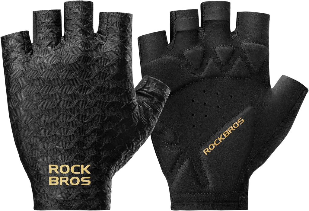 ROCKBROS Cycling Gloves for Men Breathable Lightweight Fingerless Gloves