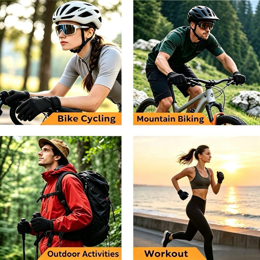 INBIKE Cycling Gloves for Men Women, Shock-Absorbing Memory Gel Padded Biking Gloves, Bicycle Breathable Touchscreen Reflective Full Finger Bike Gloves