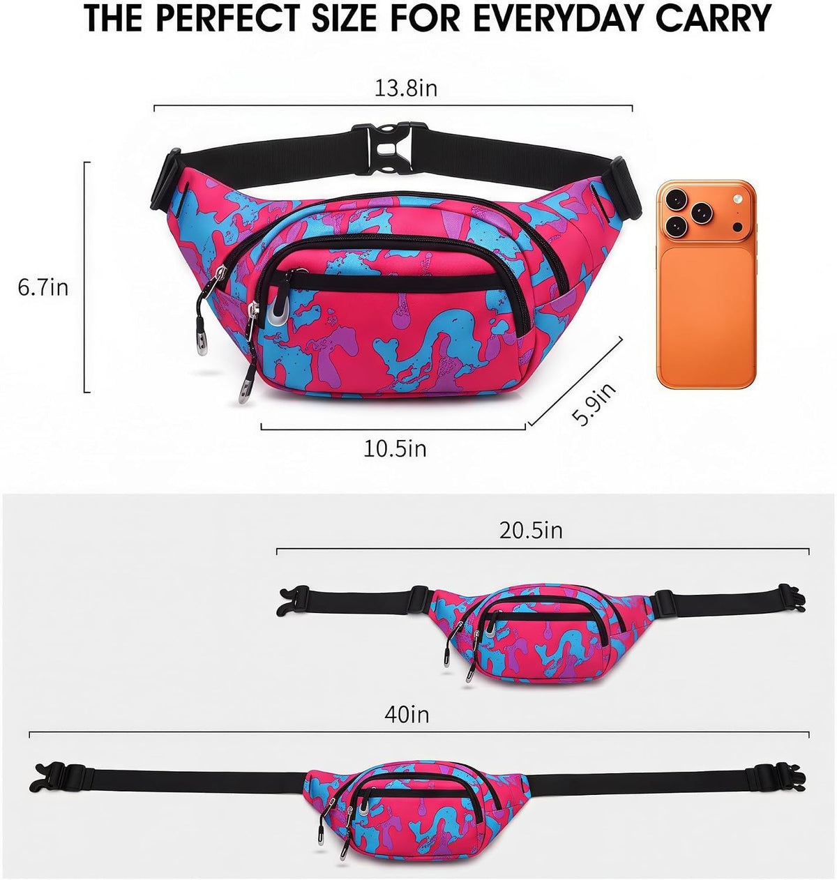 Large Fanny Pack for Women Men NSYOOMH, Crossbody Waist Bag 5-Zipper Pocket