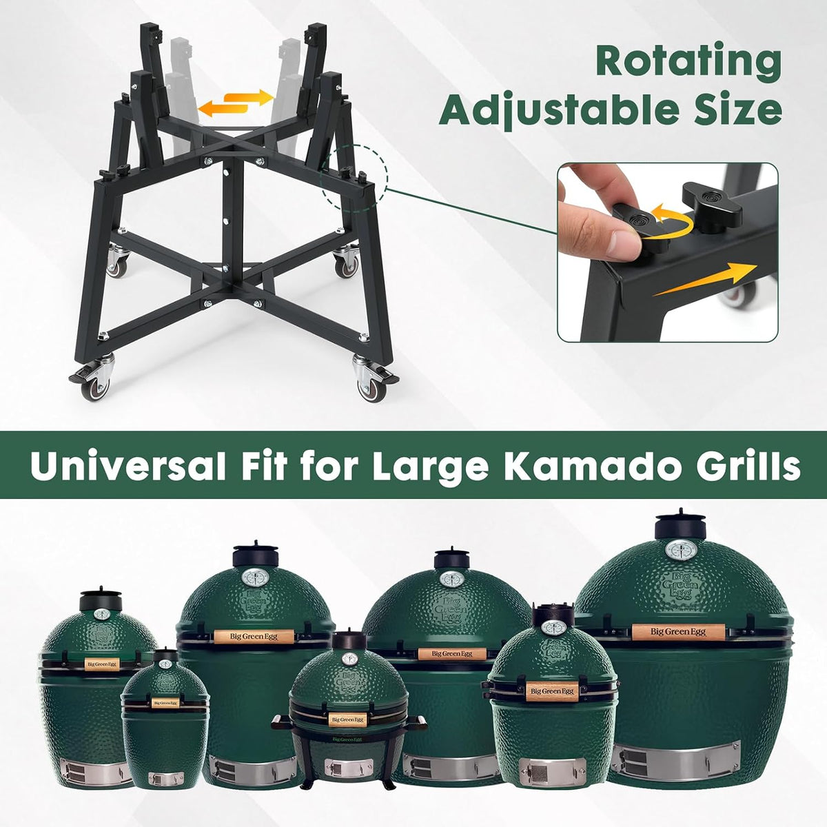 Green Big Egg Nest, Rolling Cart for Big Green Egg Accessories