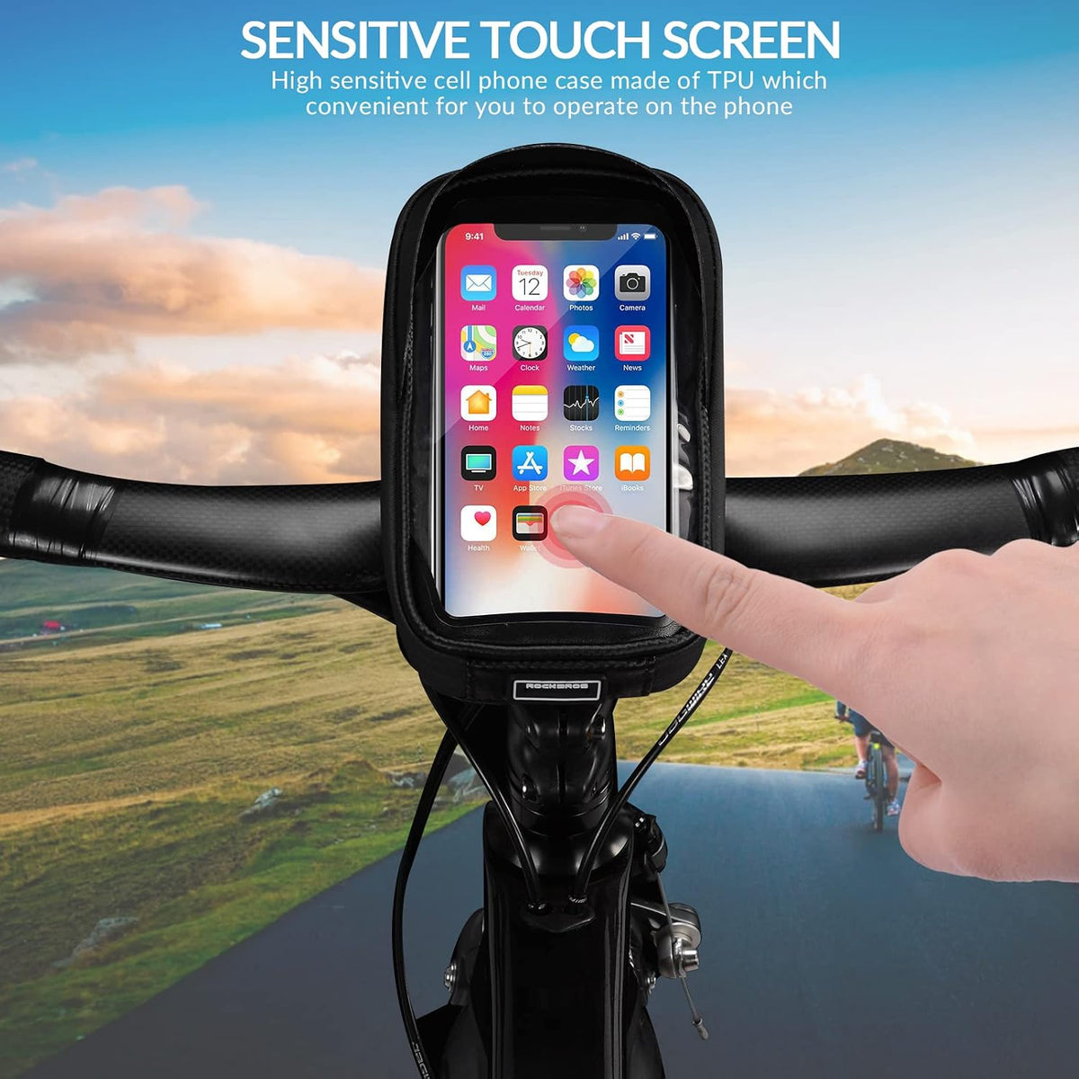 ROCKBROS Bike Phone Mount Bag, Waterproof Handlebar Bag for Cycling