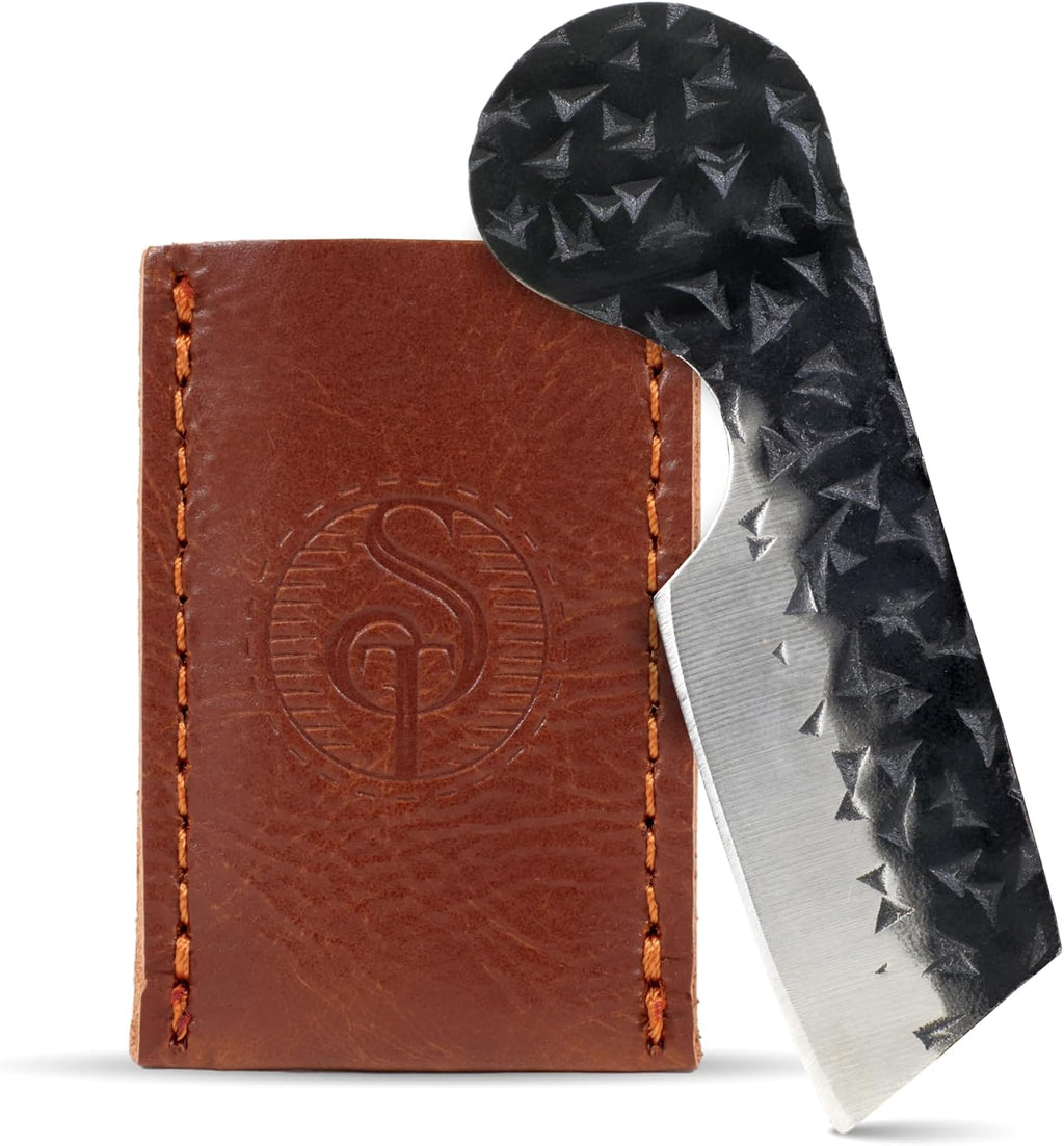 Southern Trapper Mini Pocket Knife Set of 2 with Leather Sheaths for EDC