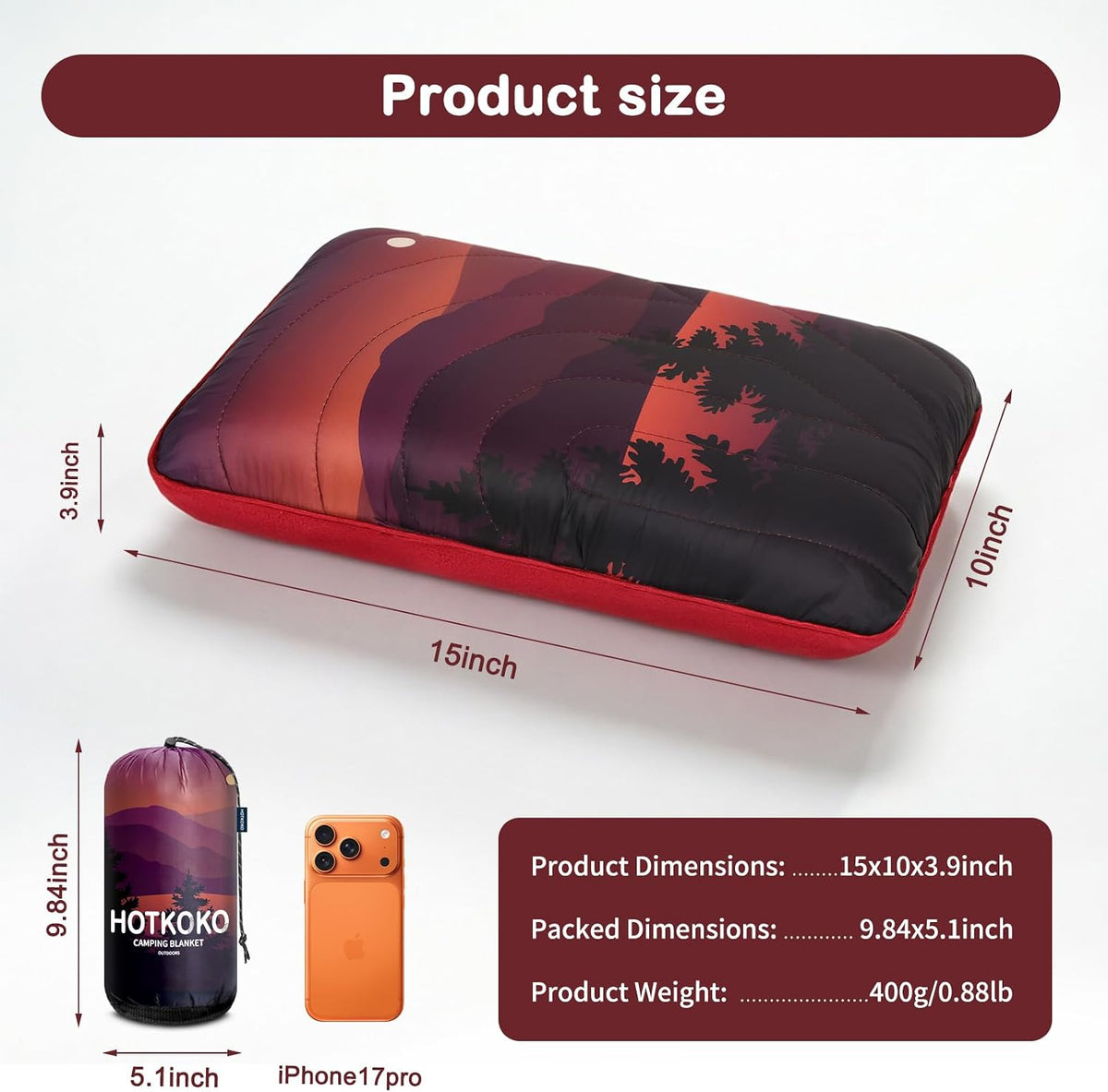 Camping Pillow Memory Foam Travel Pillow Packable Backpacking