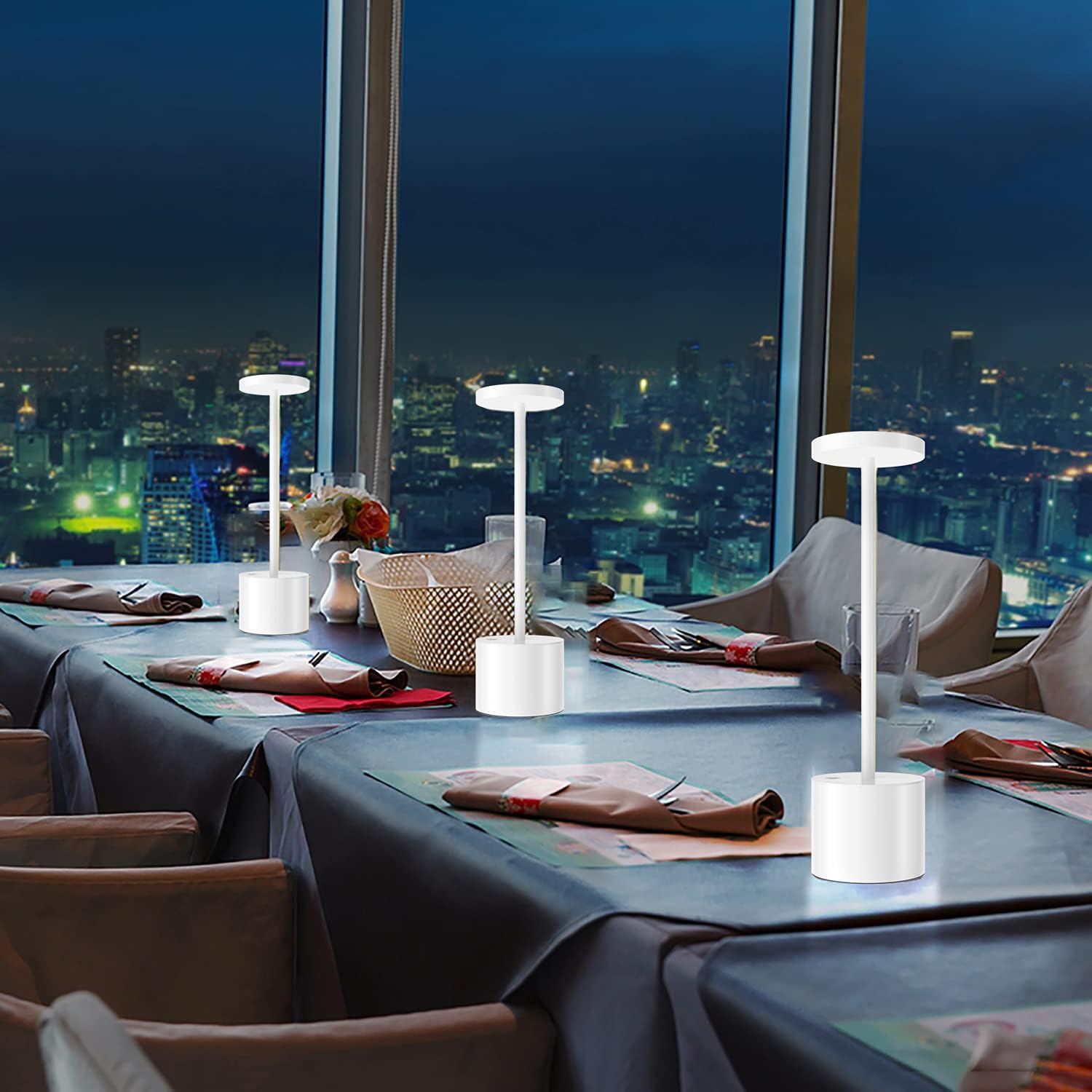2Pack Cordless Rechargeable LED Restaurants Outdoor Table Lamp