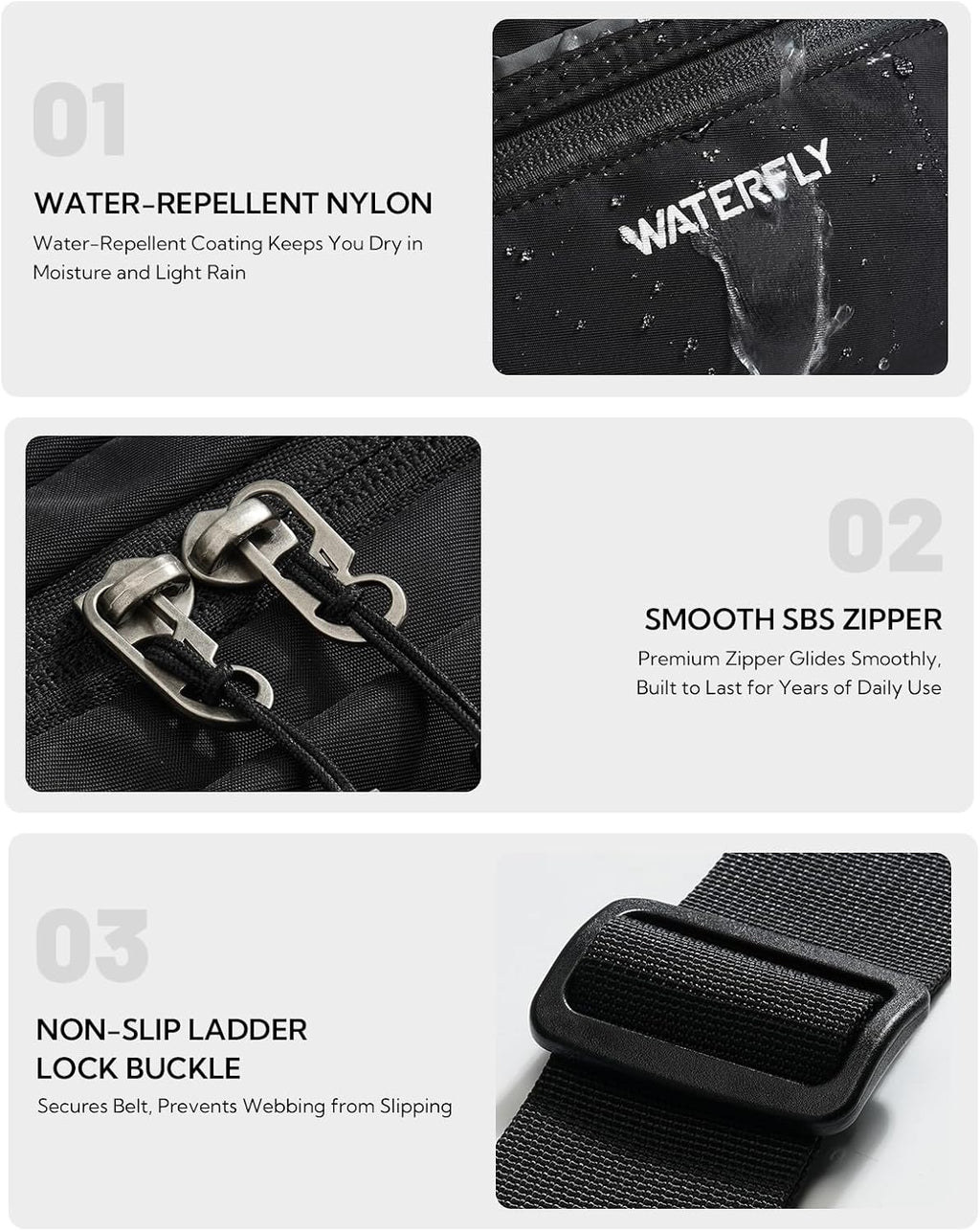 WATERFLY 3.5L RFID Fanny Pack: Anti-Theft 12" Extender Belt for Travel