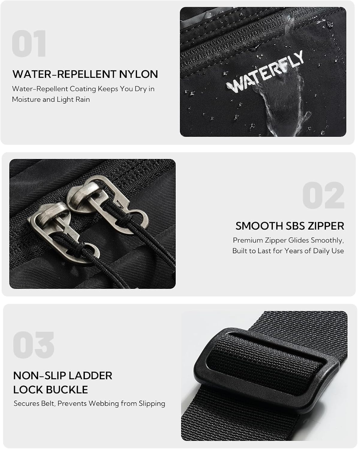 WATERFLY 3.5L RFID Fanny Pack: Anti-Theft 12" Extender Belt for Travel
